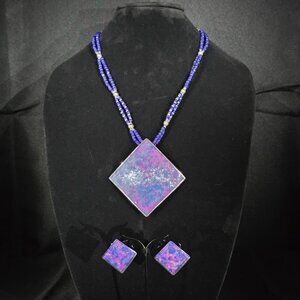Blue & Purple Square Jewlery Set